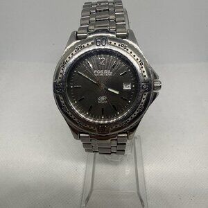 Fossil AM3198 Men's Blue/Black Dial Silver Stainless Steel Quartz Watch Date